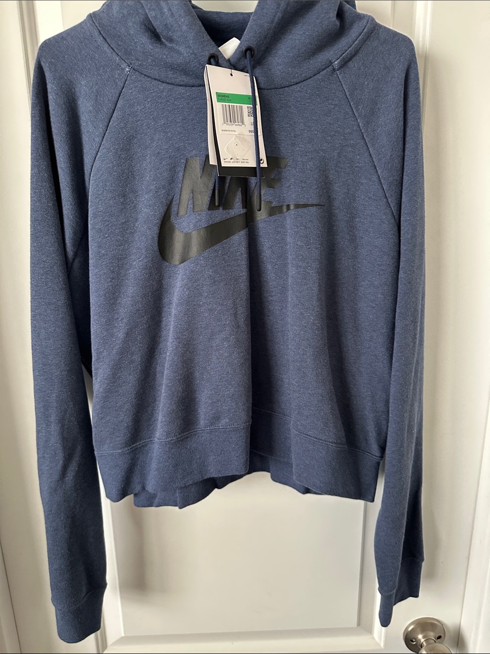 Nike Women's Heather Navy Hoodie with Black Swoosh